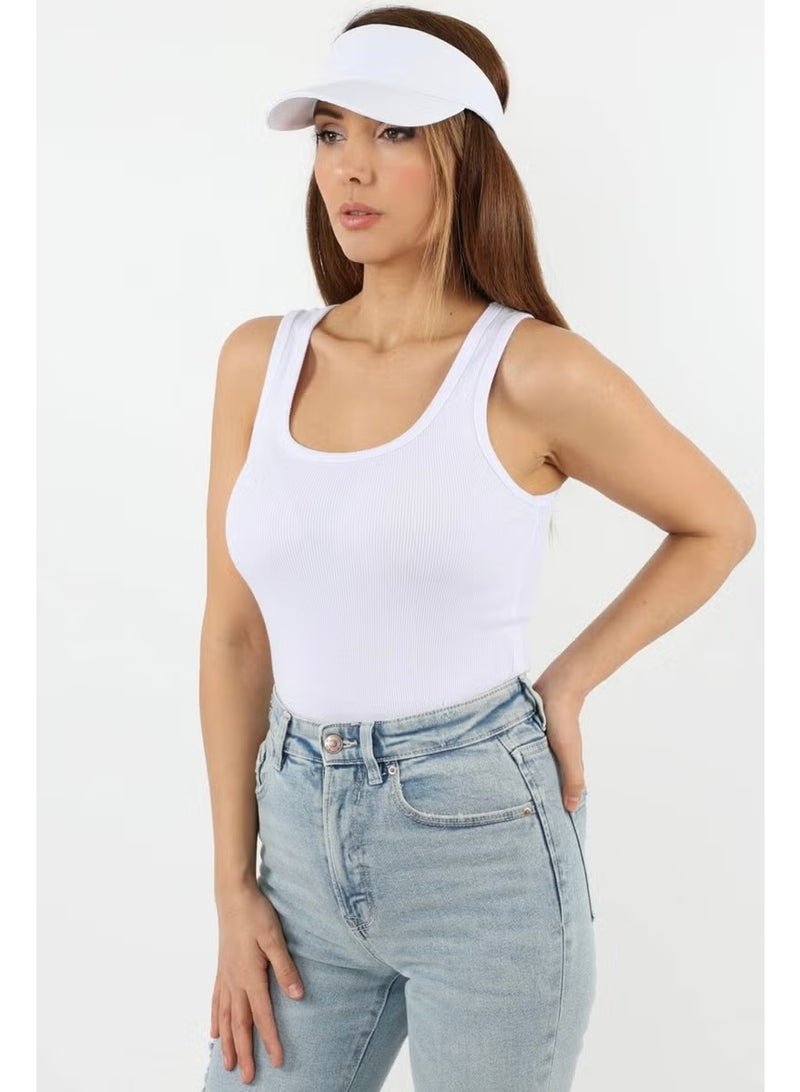 Ritnice Women's Cotton Premium Texture White Cotton Basic Ribbed Undershirt - Image 3