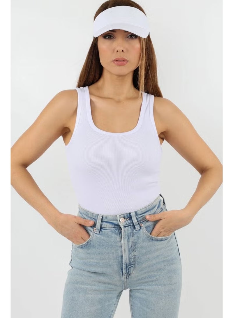 Ritnice Women's Cotton Premium Texture White Cotton Basic Ribbed Undershirt - Image 2