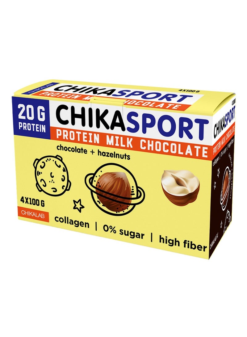 Chikalab Chika Sport Protein Milk Chocolate Hazelnuts Pack Of 4 - Image 1