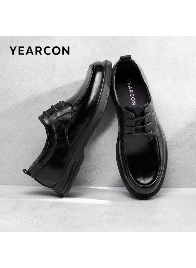 YEARCON Yierkang Men's Casual Genuine Leather Glossy Hand-grained Formal Business Shoes 56919w Black Size 42 - Image 1