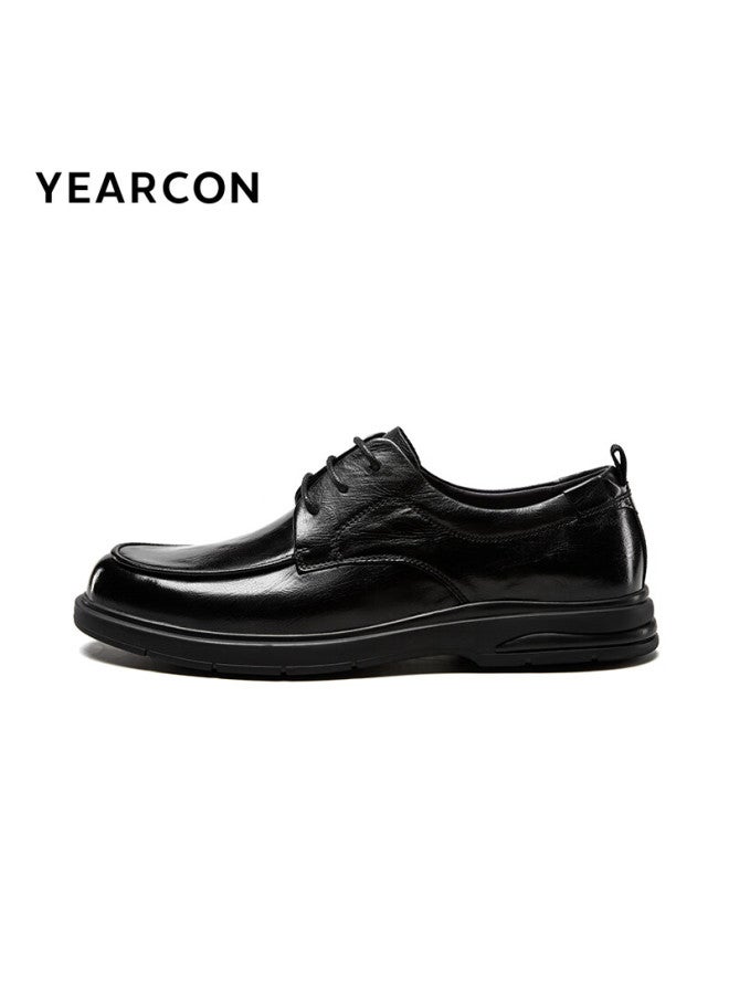 YEARCON Yierkang Men's Casual Genuine Leather Glossy Hand-grained Formal Business Shoes 56919w Black Size 42 - Image 4