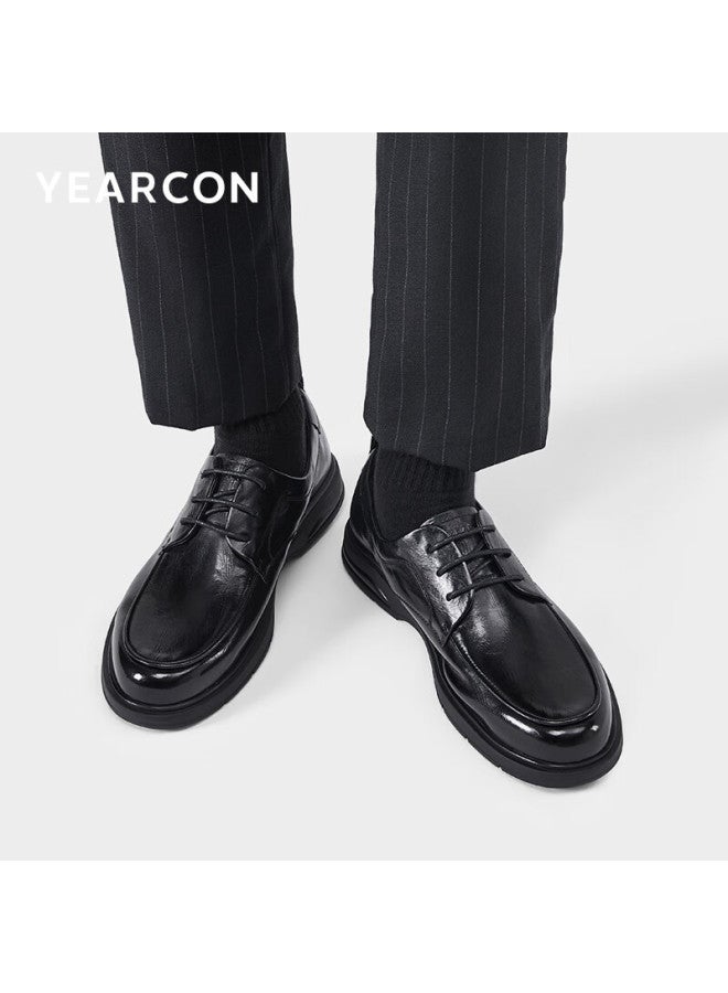 YEARCON Yierkang Men's Casual Genuine Leather Glossy Hand-grained Formal Business Shoes 56919w Black Size 42 - Image 2