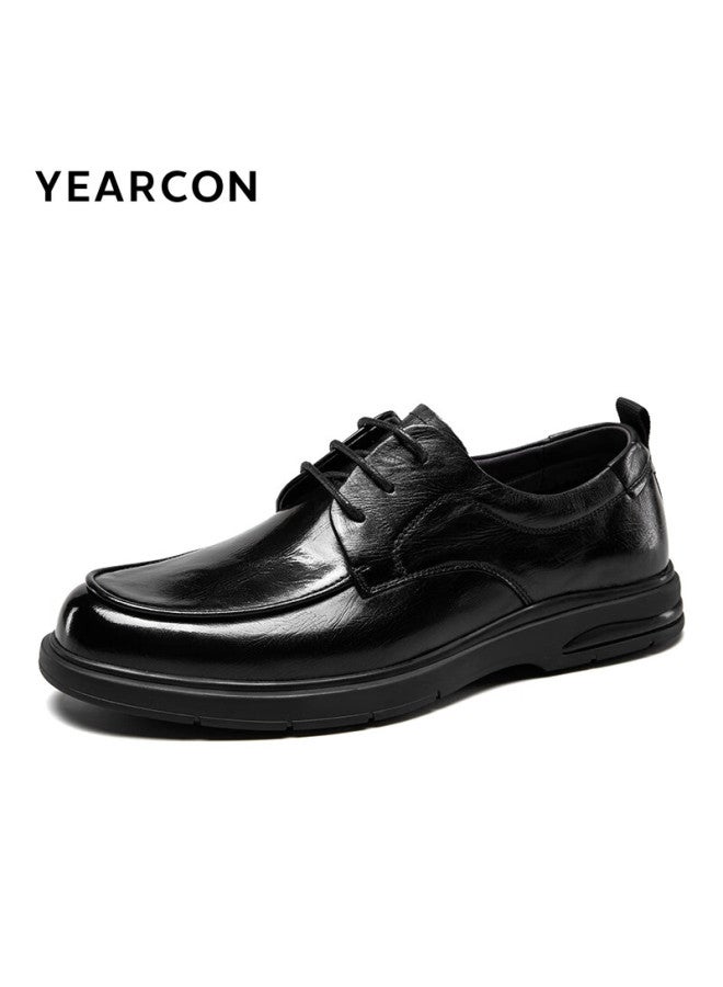 YEARCON Yierkang Men's Casual Genuine Leather Glossy Hand-grained Formal Business Shoes 56919w Black Size 42 - Image 3