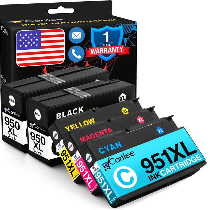 Cartlee 5 Pack Compatible Ink Cartridges Replacement for HP 950 951 950XL 951XL for OfficeJet Pro 8600 8610 8620 8615 8100 8625 8630 Printer Cartridge Combo 2 Black 1 Cyan 1 Magenta 1 Yellow