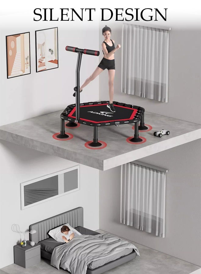 DUNISO 45" Fitness Trampoline,Foldable Rebounder Trampoline with Adjustable Handle Bar,Stable & Quiet Recreational Trampolines，for Outdoor and Indoor Use - Image 4