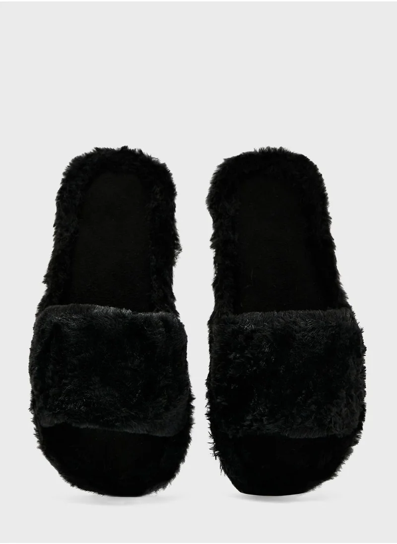 Ginger Open Toe Fluffy Bedroom Slippers