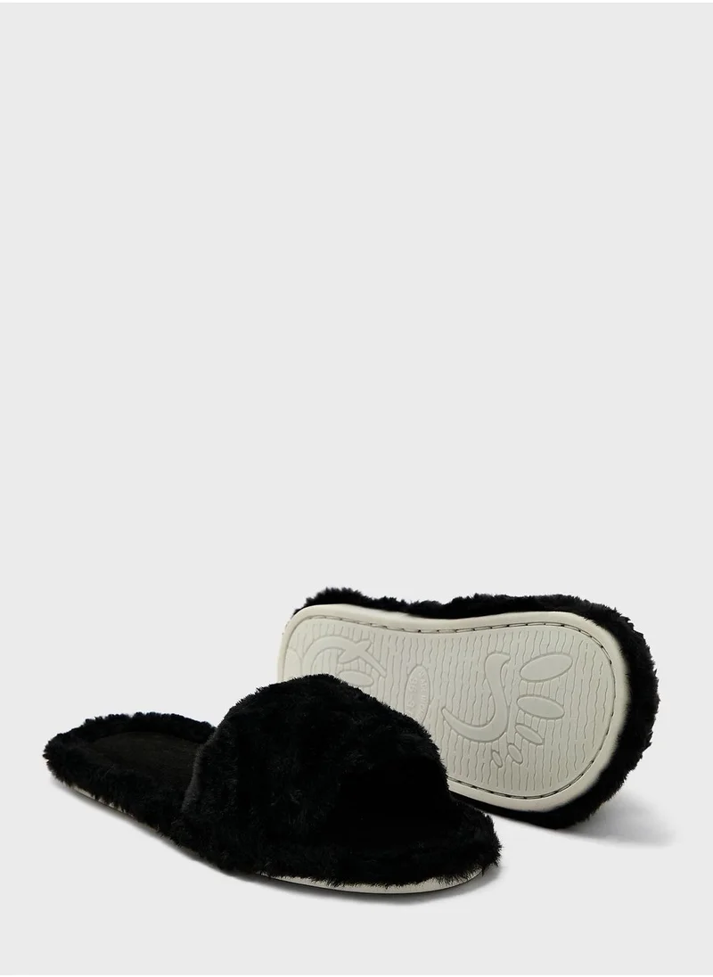 Ginger Open Toe Fluffy Bedroom Slippers