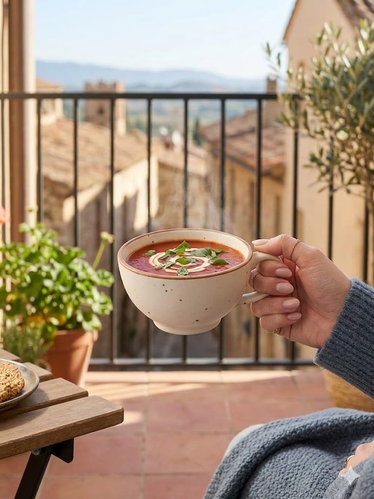 miah decor " The Bhumi Collection Stoneware Handcrafted Matte Finish Soup Bowls with Handles-Set of 2| Microwave Safe, Dishwasher Safe |MD-678| - Image 3
