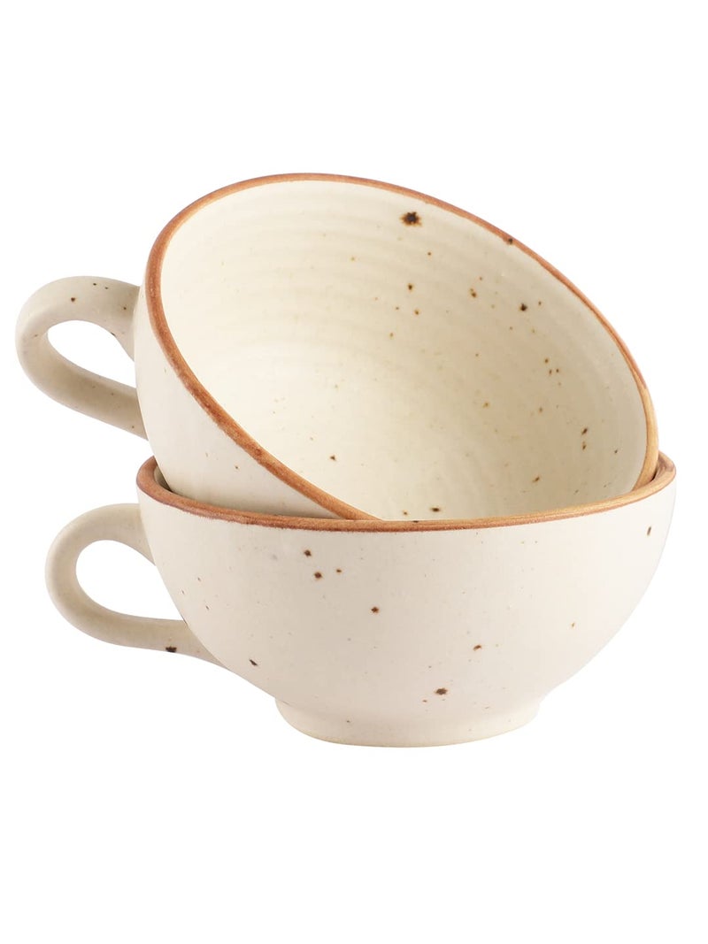 miah decor " The Bhumi Collection Stoneware Handcrafted Matte Finish Soup Bowls with Handles-Set of 2| Microwave Safe, Dishwasher Safe |MD-678| - Image 4
