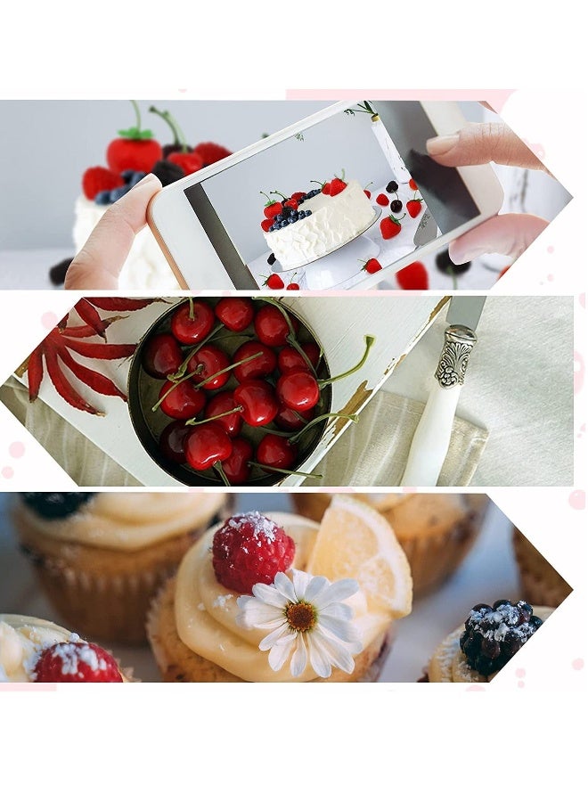 52 PCS Artificial Fake Fruit, Includes Fake Strawberries Fake Blueberries Fake Raspberries Fake Cherries, Reusable Waterproof Plastic Cake Dessert Party Home Kitchen Decoration, Photography Props - Image 5