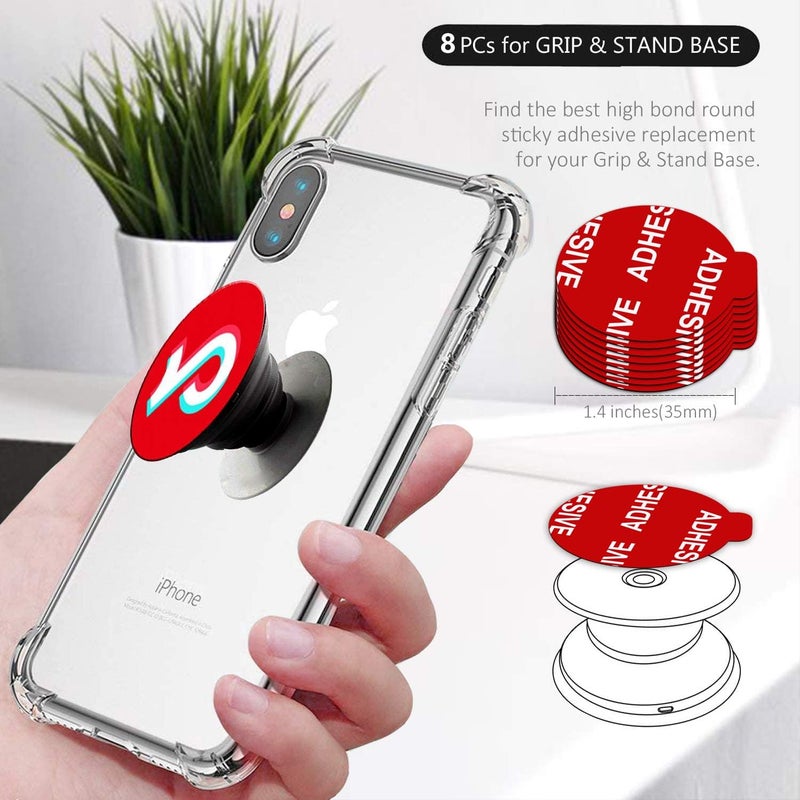 PKYAA 8 Pack Sticky Adhesive Compatible with Socket Base, Double-Sided Replacement Tape for Collapsible Grip & Stand Back, 4pcs Sticker Pads for Car Magnetic Phone Holder - Image 2