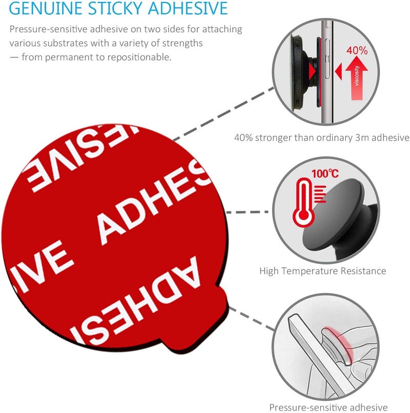 PKYAA 8 Pack Sticky Adhesive Compatible with Socket Base, Double-Sided Replacement Tape for Collapsible Grip & Stand Back, 4pcs Sticker Pads for Car Magnetic Phone Holder - Image 5
