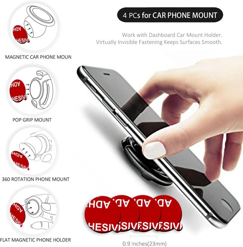 PKYAA 8 Pack Sticky Adhesive Compatible with Socket Base, Double-Sided Replacement Tape for Collapsible Grip & Stand Back, 4pcs Sticker Pads for Car Magnetic Phone Holder - Image 3