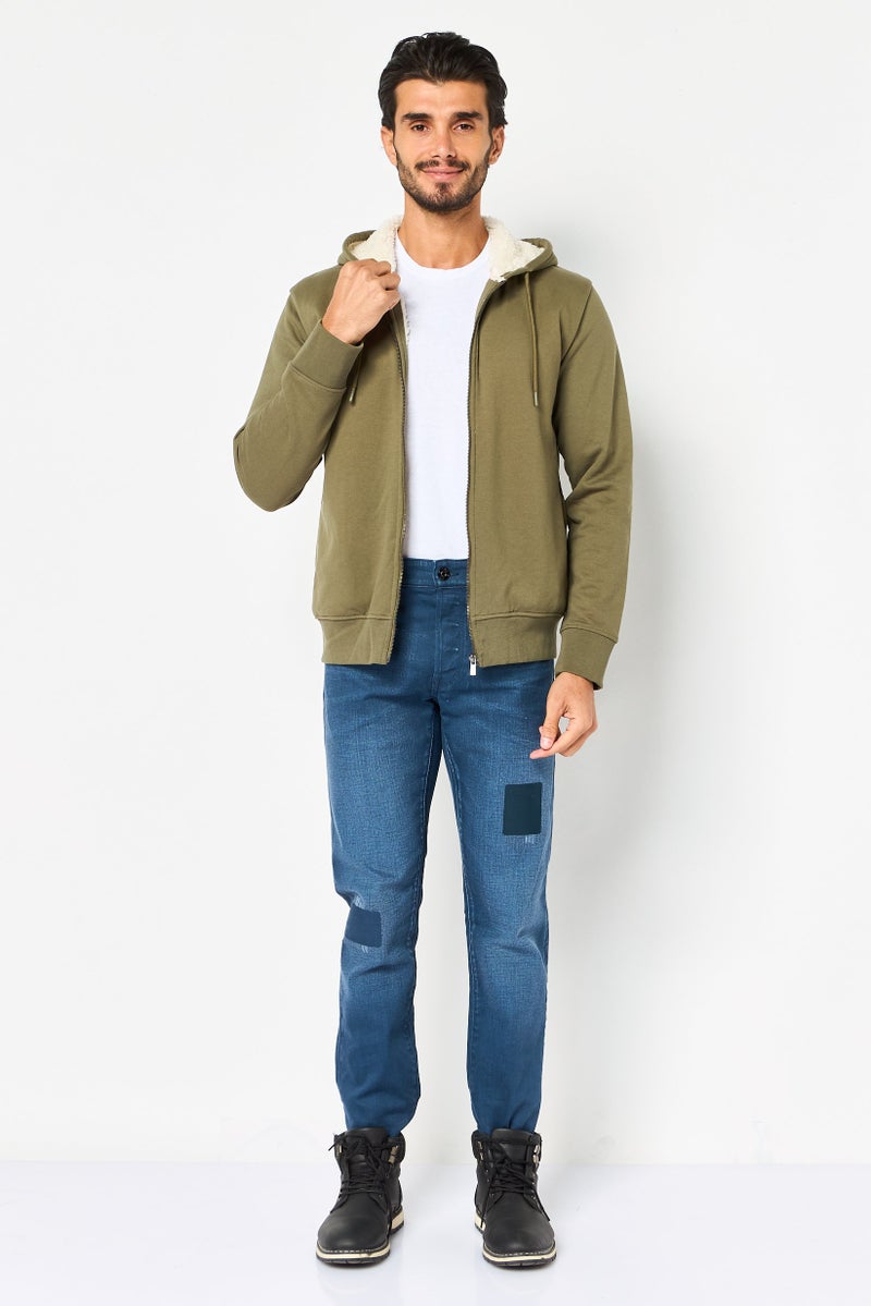 Celio سويت شيرتات بقلنسوة بأكمام طويلة للرجال، زيتوني - Image 2