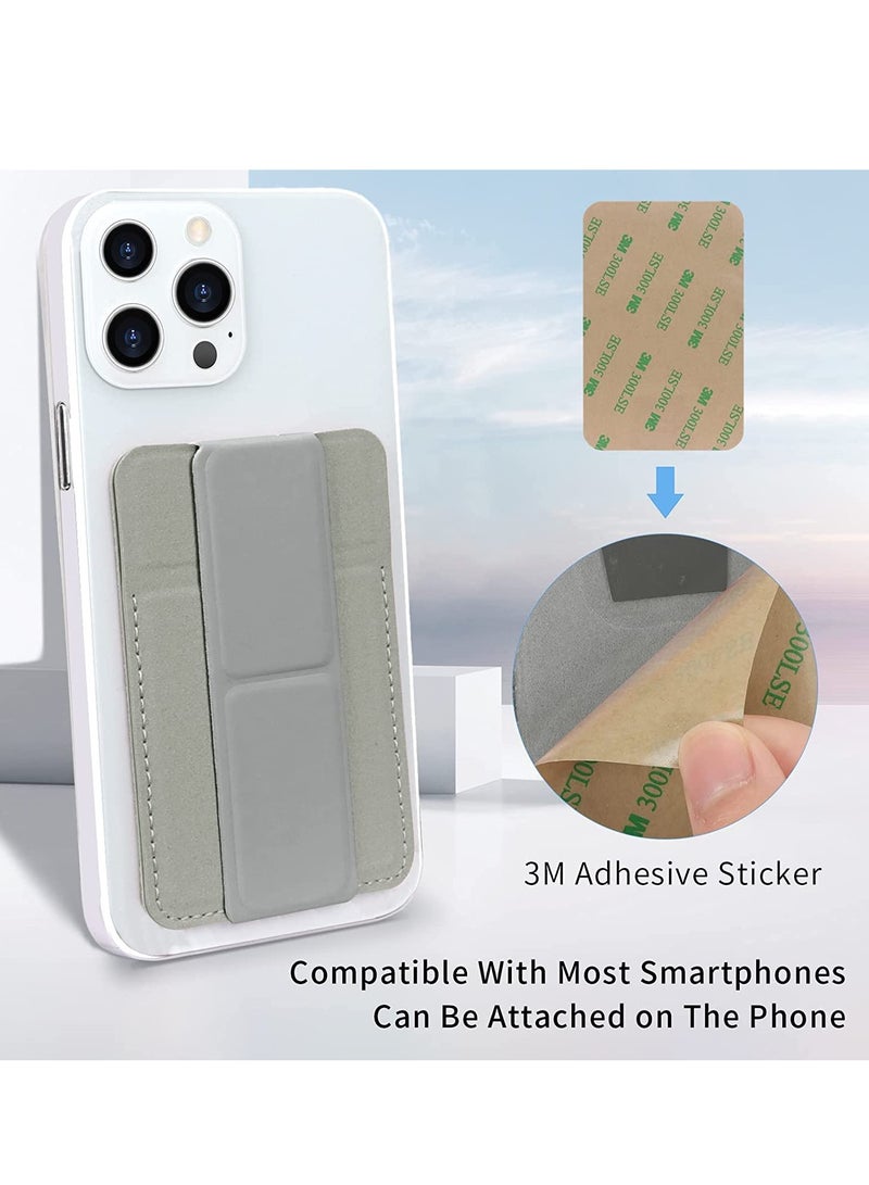 KASTWAVE Card Holder with Stand for Back of Phone, Universal Self-adhesive PU Leather Credit Cards Holder Wallet for Cell Phone Smart Phone Grey - Image 4