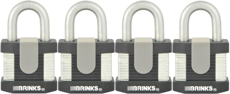 BRINKS - 50mm Commercial Laminated Steel Keyed Padlock, 4-Pack - Solid Steel Body with Boron Steel Shackle - Image 1