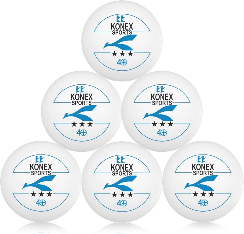 KONEX 40+ White Table Tennis Balls Pack of 6 for Adults & Kids | Table Tennis Equipment for Practice, Training and Recreational Play - Image 2