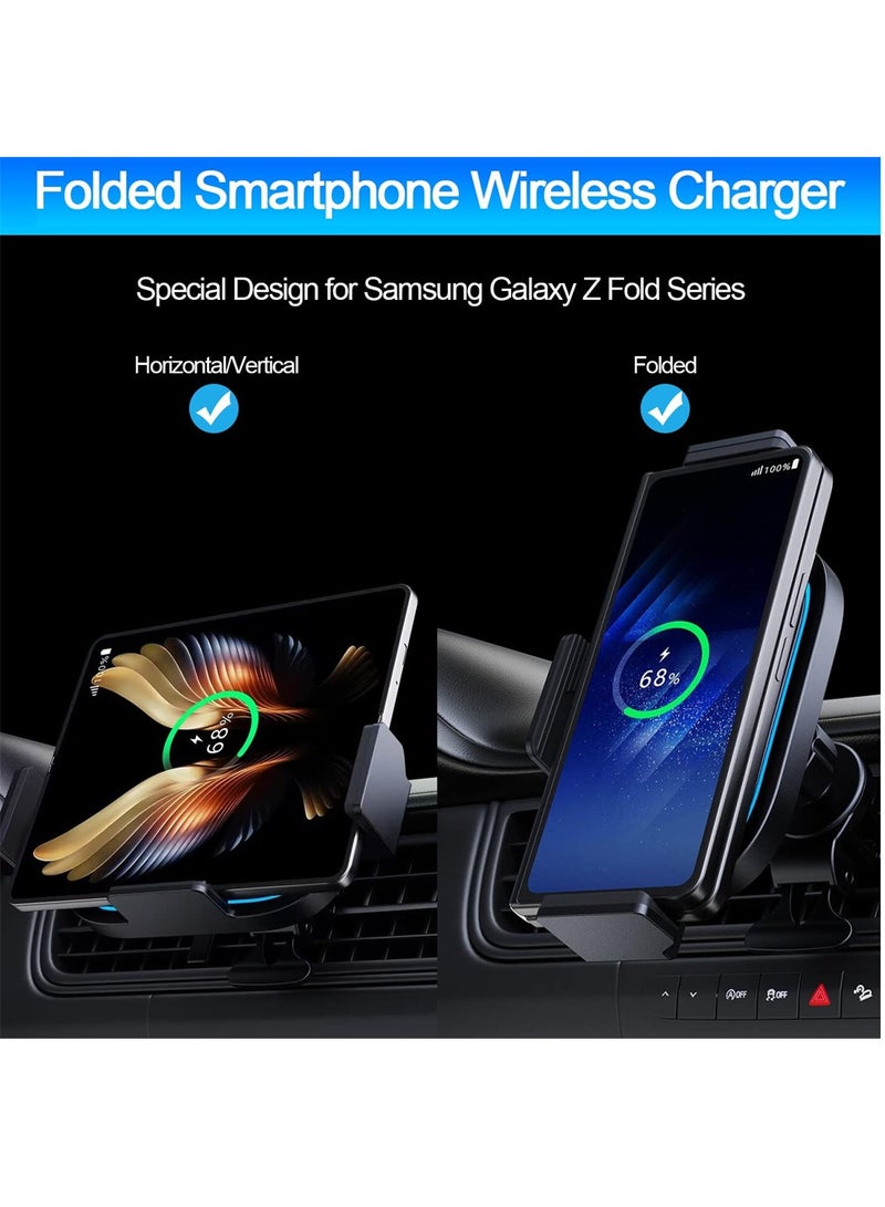Captaintech 15W Fast Wireless Car Charger with Auto Clamping for iPhone and Samsung Galaxy Fits Air Vent Mounting - Image 4