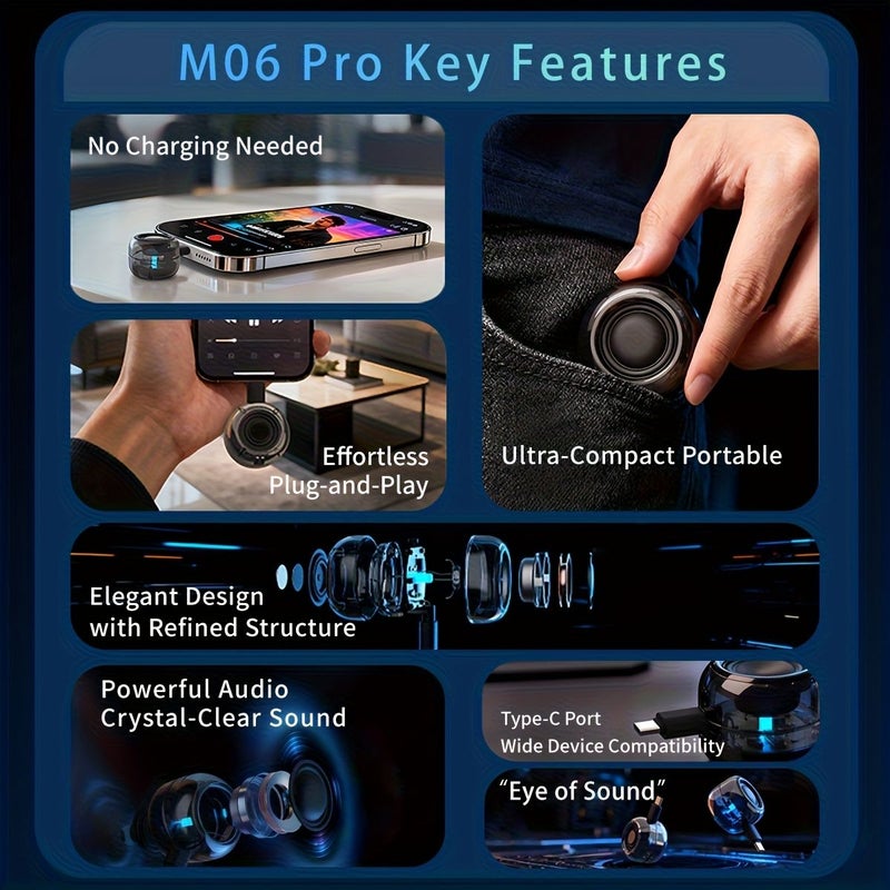 Transparent Black Mini Portable Speaker Type-C Interface Plug And Play External Wired Speaker For Smartphones Tablets Computers - Image 4