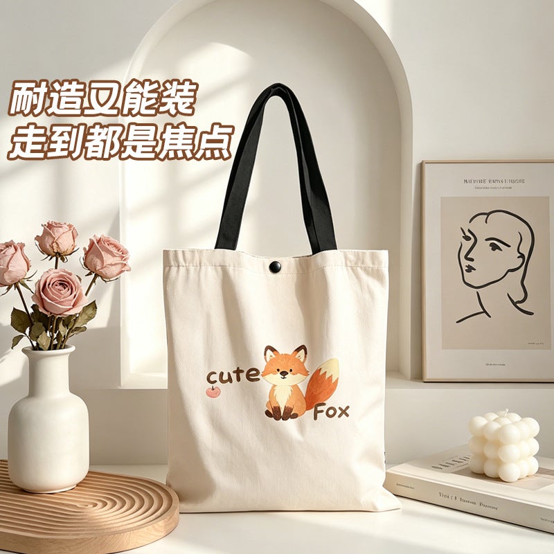 Korean Style Cartoon Canvas Tote Bag for Women - Image 2