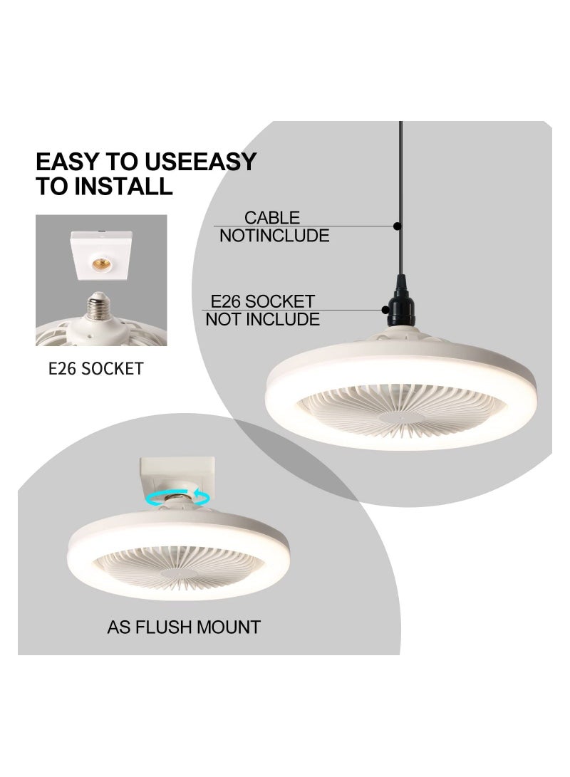 Loquat Ceiling Fan with Lights, Ceiling Light with Silent Fan Delier with Remote Control or Switch Control, Easy Installation Lamp Holder for Indoor, Living Room, Bedroom, White - Image 5