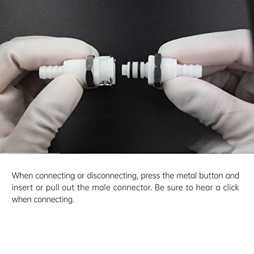 BBTUS 2PCS 1/4" 3/8" 5/16" Plastic Tube in-line Hose Quick Connector with Shut-Off valve, Panel Mounting Quick Release Coupling, Male Quick Connect Barbed Fittings (2x Male Connector) - Image 5