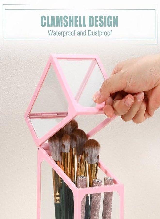 KRESHU Makeup Brush Storage Hose Eyebrow Pen Holder Racks Crystal Jewelry Pen Holder Storage Box For Birthday Gift, Makeup Organizer For Dresser (Pink) - Image 3