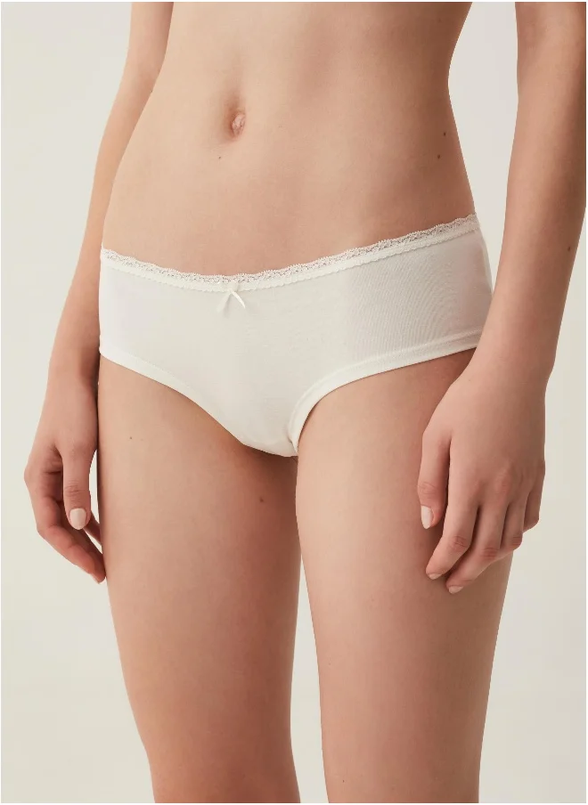 او في اس Two-pack French knickers with lace and bow