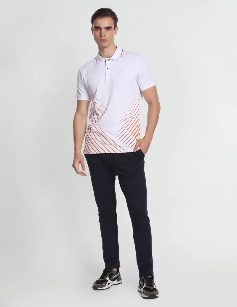 Arrow White Diagonal Stripe Regular Fit Polo Shirt for Men | Best Price UAE