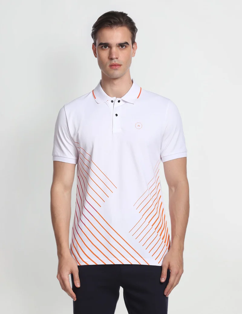 Arrow White Diagonal Stripe Regular Fit Polo Shirt for Men | Best Price UAE