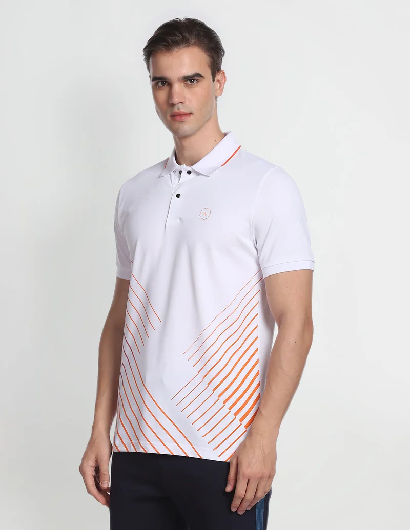 Arrow White Diagonal Stripe Regular Fit Polo Shirt for Men | Best Price UAE
