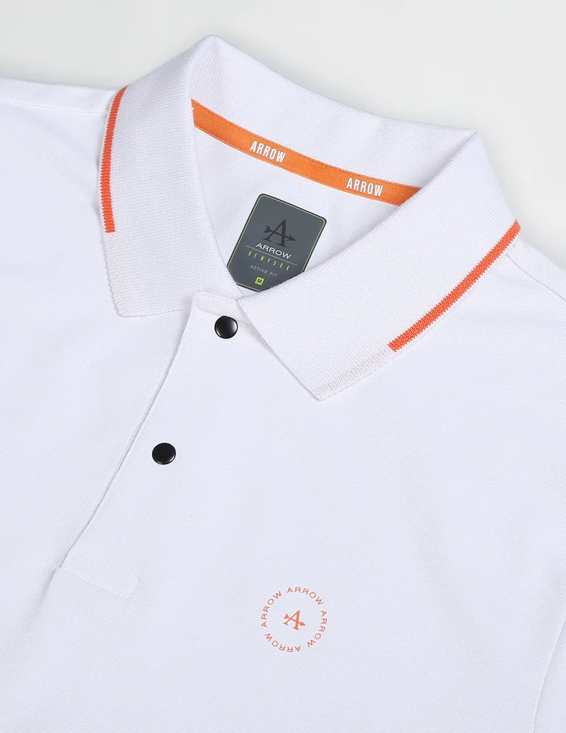 Arrow White Diagonal Stripe Regular Fit Polo Shirt for Men | Best Price UAE