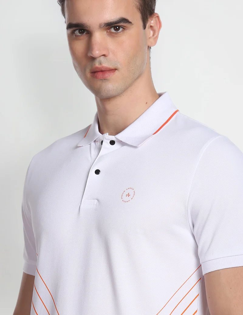Arrow White Diagonal Stripe Regular Fit Polo Shirt for Men | Best Price UAE