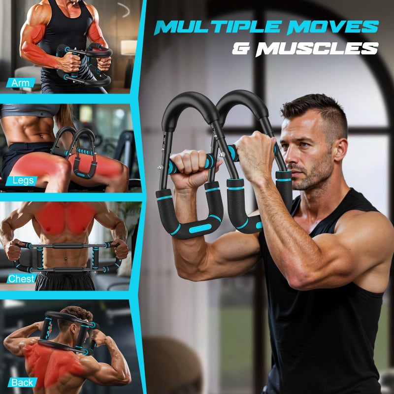 Vanlgs Twister Arm Trainer for Men, Chest Workout Equipment 5-Level Adjustable (40-130lb) with Ergonomic 27Â° Targets Biceps/Clip/Thigh, Portable Exerciser for Home Gym Travel Fitness, Blue - Image 2