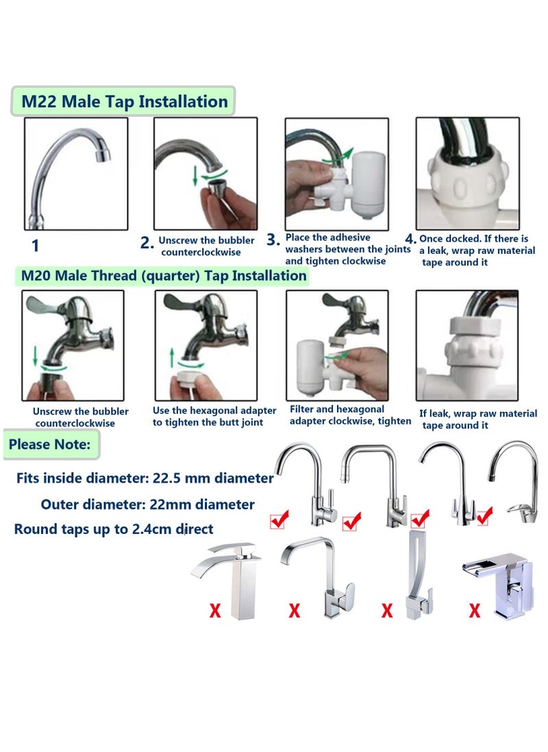 Faucet Water Filter with Washable Filter, for Sink, Tap Mount Filters Kitchen Reduces Chlorine and Bad Taste Standard Faucets