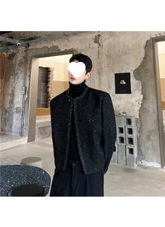 Generic 2024 Chic Collarless Tweed Blazer Jacket black (high quality) 