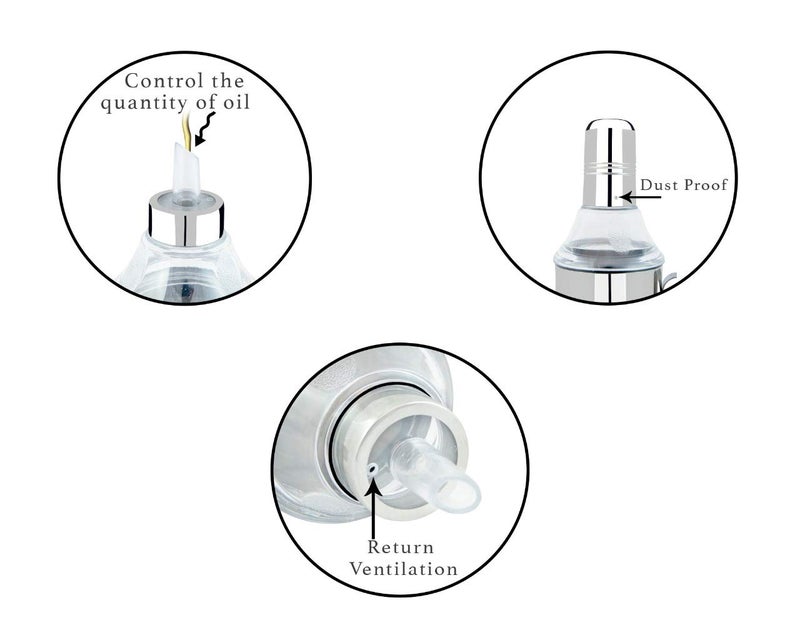 Apeiron Stainless Steel Oil Dispenser Bottle with Handle, 500ml, Pack of 2, Silver - Image 4