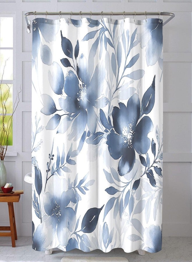 COSEVIER Floral Shower Curtain, Blue Watercolor Flower Shower Curtains for Bathroom, Modern Minimalist Waterproof Fabric Bath Curtain 72x72 Inch - Image 2