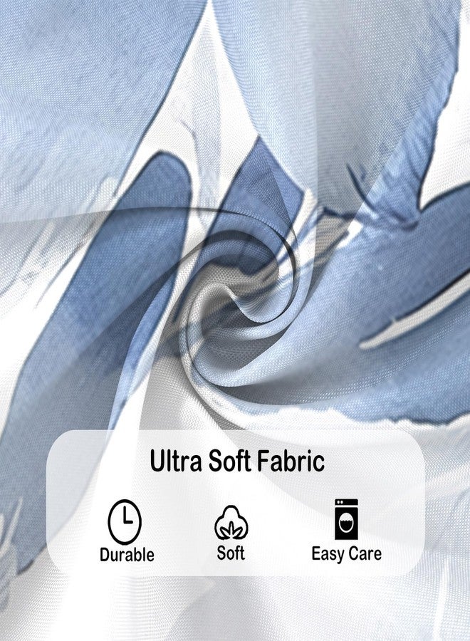 COSEVIER Floral Shower Curtain, Blue Watercolor Flower Shower Curtains for Bathroom, Modern Minimalist Waterproof Fabric Bath Curtain 72x72 Inch - Image 4