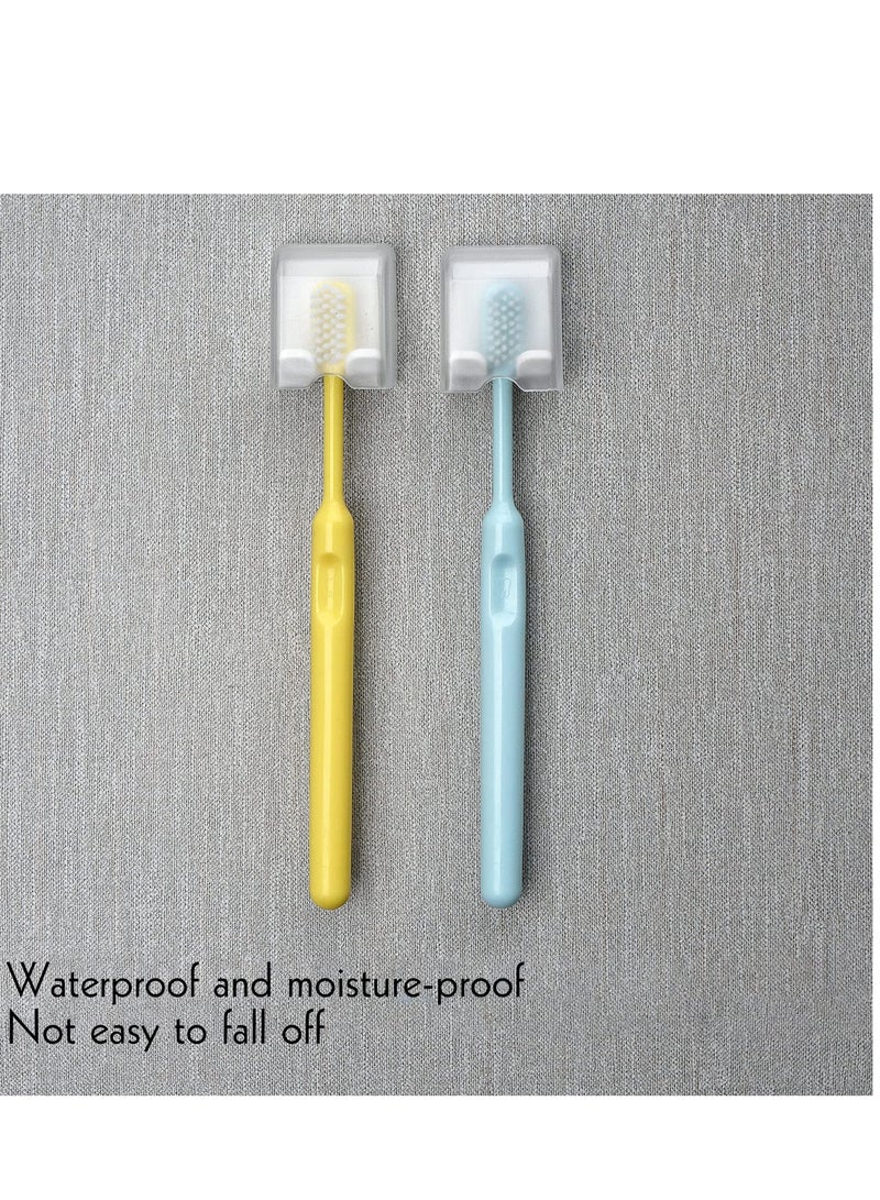 KASTWAVE 4 PCS Toothbrush Holder Wall Mounted with Cover, Self Adhesive Toothbrush Storage Organizer, Travel Toothbrush Head Covers Caps, Suitable for Travel, Camping, Bathroom, School - Image 5