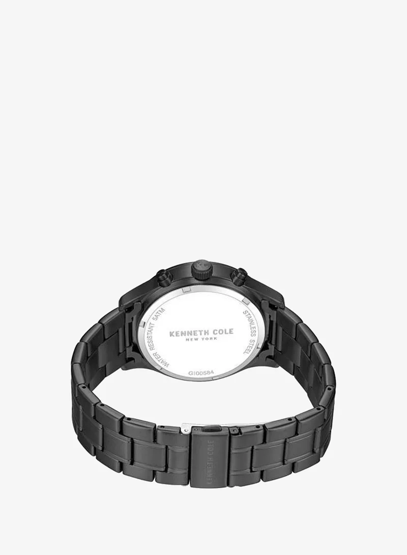 Kenneth Cole New York Black Thompson Black Dial Black Stainless Steel Bracelet Chronograph Watch for Men - 43.5mm for Men | Best Price UAE