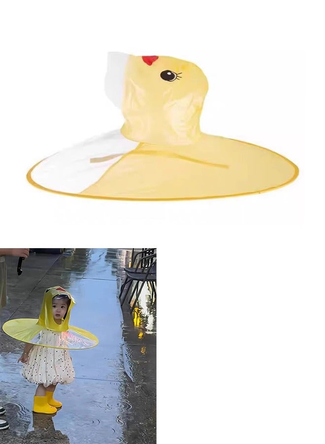Kids Boys Girls  Toddlers  Raincoats Cartoon Raincoats Raincoats  Hooded Raincoats Ponchos Reusable for Outdoor Rock Climbing Riding Hiking, Camping Foldable Cartoon Duck Children's Raincoat, UFo-shaped Rain Cap Cape Umbrella, Yellow  - Image 1