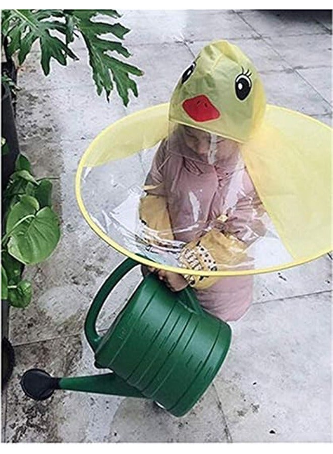 Kids Boys Girls  Toddlers  Raincoats Cartoon Raincoats Raincoats  Hooded Raincoats Ponchos Reusable for Outdoor Rock Climbing Riding Hiking, Camping Foldable Cartoon Duck Children's Raincoat, UFo-shaped Rain Cap Cape Umbrella, Yellow  - Image 3