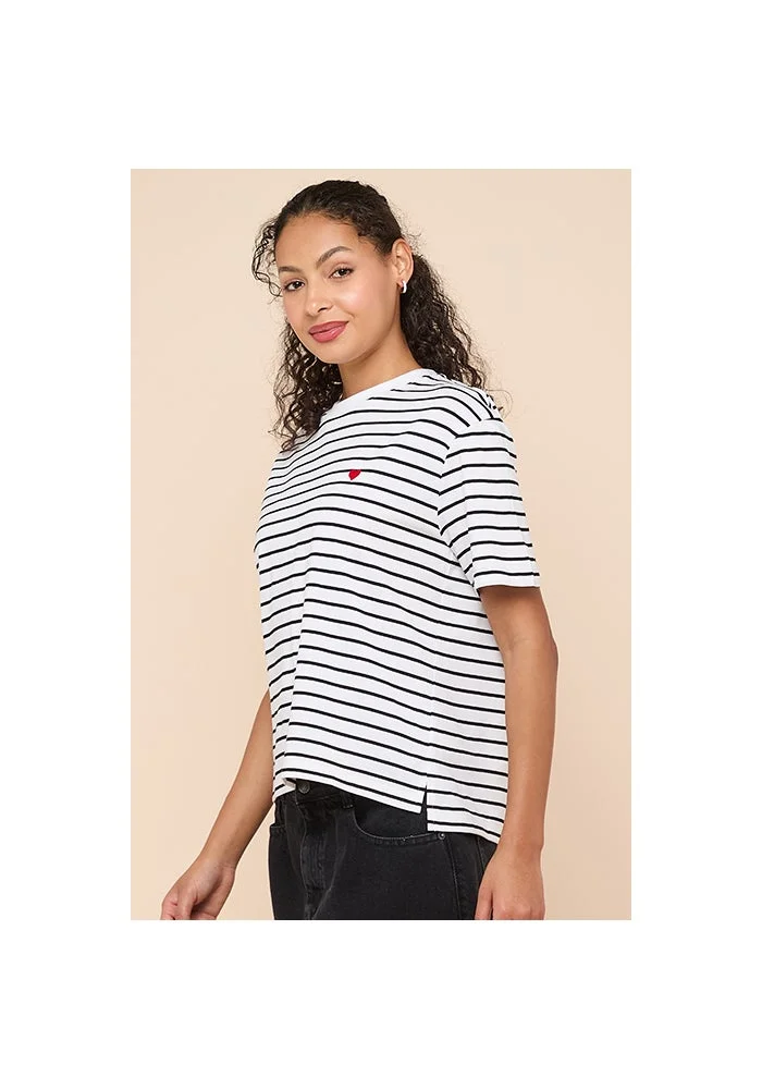 R&b Striped T-Shirt with Crew Neck and Short Sleeves