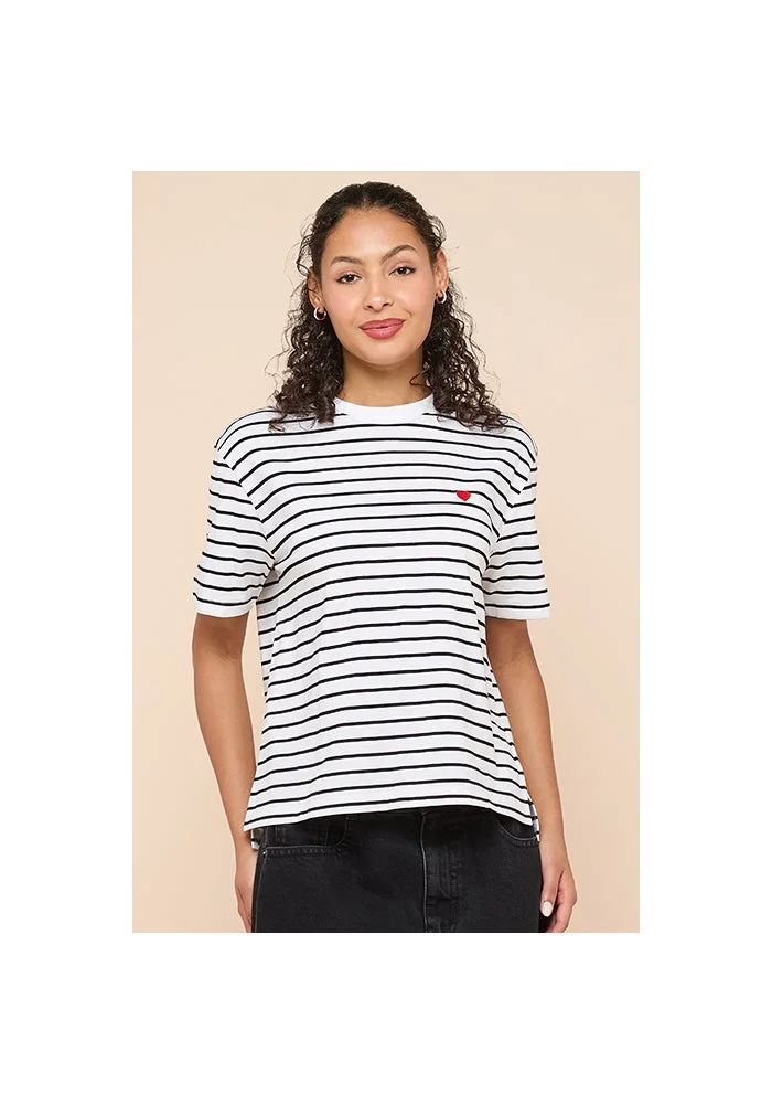 R&b Striped T-Shirt with Crew Neck and Short Sleeves