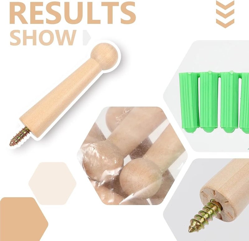 خطافات برغي خشبية شاكر 20 قطعة للتعليق على الحائط DIY لتزيين خزائن وأرفف الحرف اليدوية - Image 4