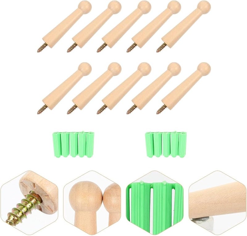 خطافات برغي خشبية شاكر 20 قطعة للتعليق على الحائط DIY لتزيين خزائن وأرفف الحرف اليدوية - Image 3