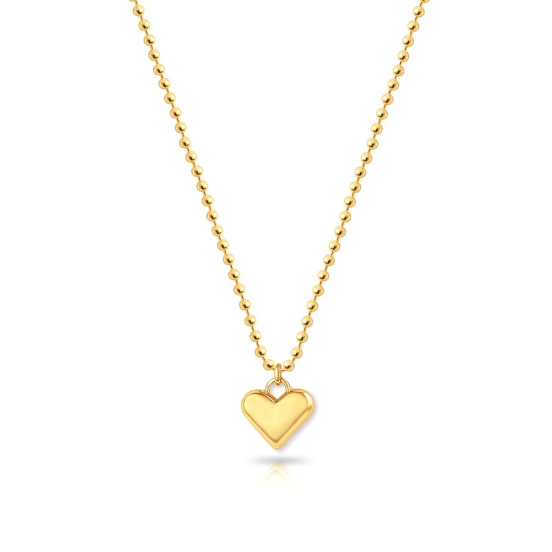 Zeffy Gold Heart Pendant Necklace Chunky Beaded Ball Chain Necklace Trendy Jewelry Dainty y2k Necklaces Gifts - Image 1