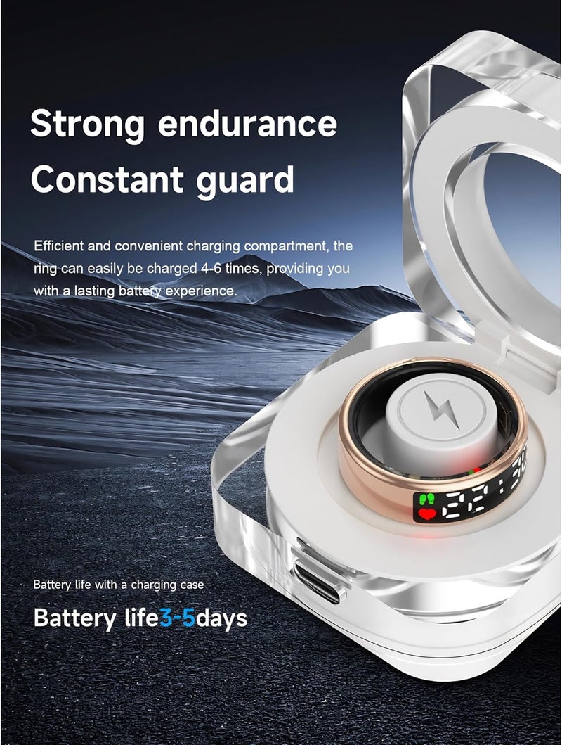 Smart Health Ring with Display Screen & Touch Control, Fitness Tracker Health Ring for Women & Men, Multiple Sports Modes, IP68 Water Proof, Pedometer, APP Link - Image 3