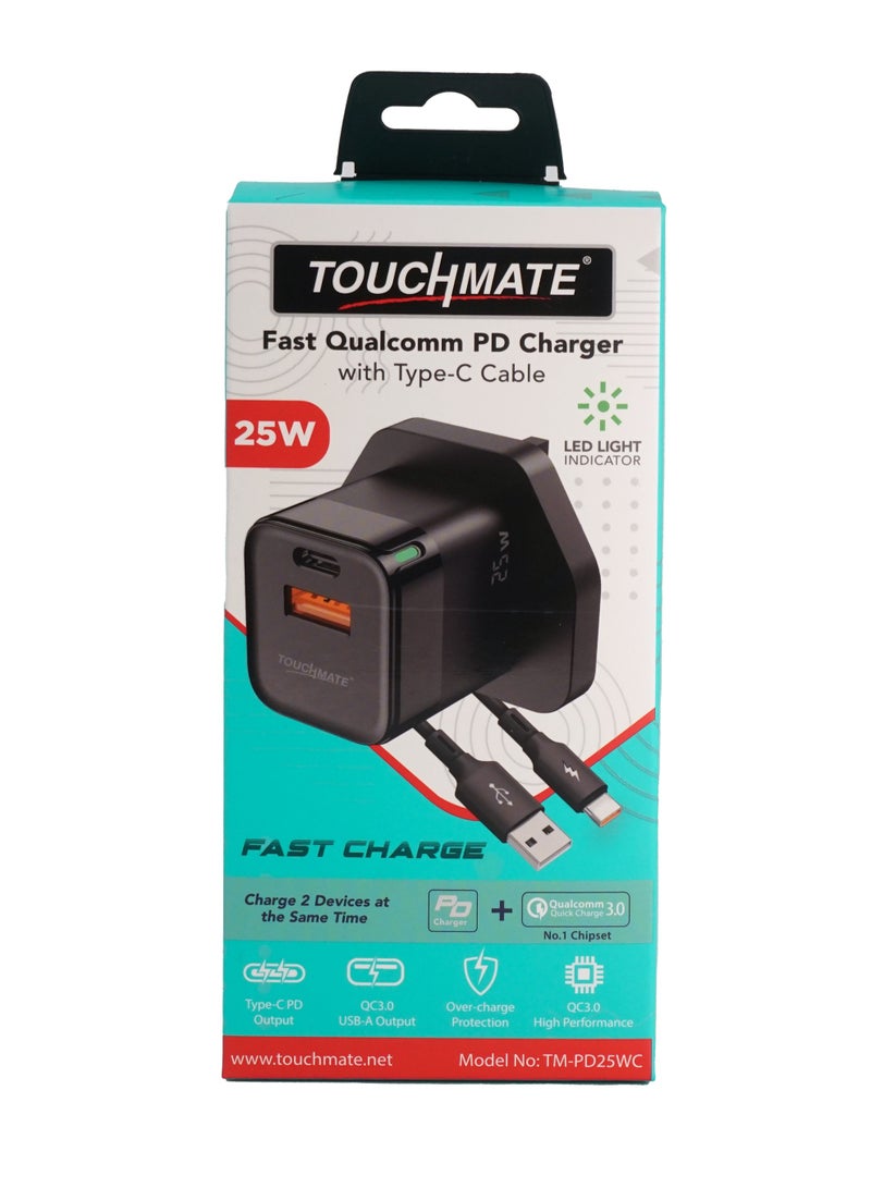 TOUCHMATE Fast Qualcomm PD Charger with Dual Ports & Type-C Cable - Image 5
